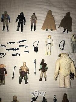 1977-1984 Vintage Star Wars 35 Figure Lot With Original And Extra Weapons