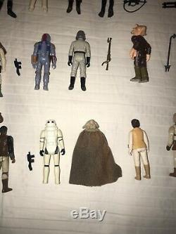 1977-1984 Vintage Star Wars 35 Figure Lot With Original And Extra Weapons