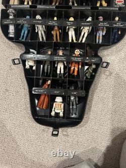 1980s vintage star wars darth vader figurine case with figures