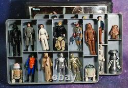 25 VINTAGE Star Wars ACTION FIGURES LOT + VINYL COLLECTORS CASE KENNER