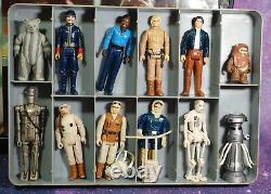 25 VINTAGE Star Wars ACTION FIGURES LOT + VINYL COLLECTORS CASE KENNER