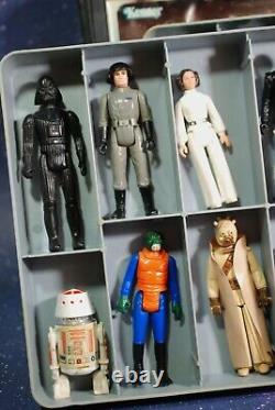 25 VINTAGE Star Wars ACTION FIGURES LOT + VINYL COLLECTORS CASE KENNER