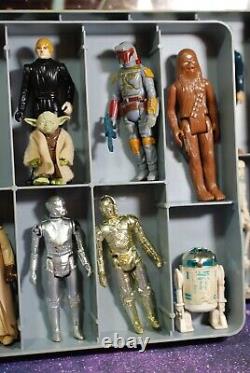 25 VINTAGE Star Wars ACTION FIGURES LOT + VINYL COLLECTORS CASE KENNER