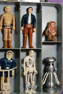 25 VINTAGE Star Wars ACTION FIGURES LOT + VINYL COLLECTORS CASE KENNER