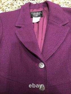 $4130 CHANEL TWEED 02A Vintage Logo 38 40 42 6 8 10 Dress Coat Jacket Top Blazer