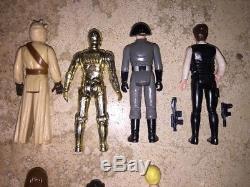 Star Wars Early Bird Set of Figures on Original Stand Vintage Weapons 1977