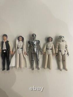 Star Wars Vintage Figures Lot Princess, Han, Stormtrooper, Death Star droid