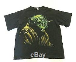 VTG 1995 Star Wars YODA Changes Black SS Big Graphic T-Shirt Size XL Made in USA