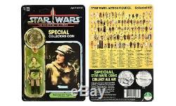 Vintage 1984 Star Wars POTF Princess Leia Organa Combat Poncho MOC Carded Coin