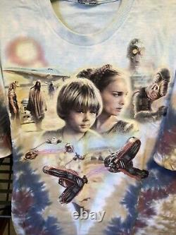 Vintage 1991 Liquid Blue Star Wars Episode 1 All Over Print T Shirt XL Movie Tee