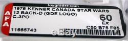 Vintage Canada Star Wars Carded 12 Back-D C-3PO GDE Logo Action Figure // AFA 60