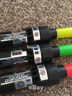Vintage Kenner Star Wars The Force ESB Yellow Lightsaber& ROTJ Red-Green Lot -3