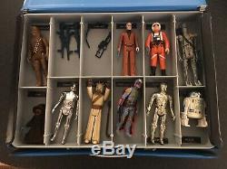 Vintage Kenner Star Wars Vinyl Collectors Case with Trays, 22 Figures + guns