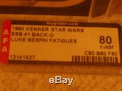 Vintage Star Wars 1980 AFA 80 LUKE SKYWALKER BESPIN fatigues ESB Back card MOC
