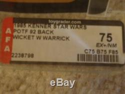 Vintage Star Wars 1985 KENNER AFA 75 WICKET EWOK POTF 92 Card Back MOC CLR BUBBL