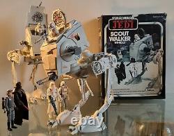 Vintage Star Wars AT-ST Scout Walker 1983 Mint Box 100% PLUS 4 Kenner Figures