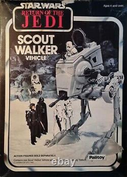 Vintage Star Wars AT-ST Scout Walker 1983 Mint Box 100% PLUS 4 Kenner Figures