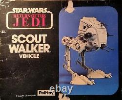 Vintage Star Wars AT-ST Scout Walker 1983 Mint Box 100% PLUS 4 Kenner Figures