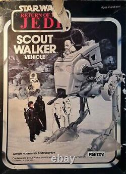 Vintage Star Wars AT-ST Scout Walker 1983 Mint Box 100% PLUS 4 Kenner Figures