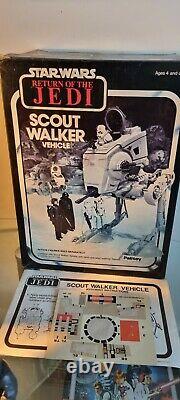 Vintage Star Wars AT-ST Scout Walker 1983 Mint Box 100% PLUS 6 Kenner Figures