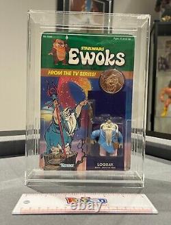 Vintage Star Wars Ewoks Logray TV Series Kenner Figure Card & Coin MOC 1985