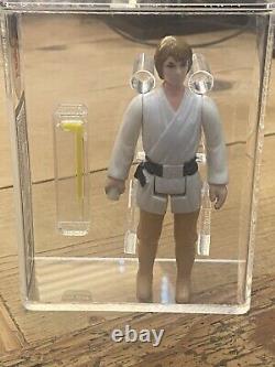 Vintage Star Wars Figure Luke Skywalker Farmboy Brown Hair UKG 80 Not AFA
