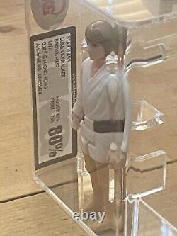 Vintage Star Wars Figure Luke Skywalker Farmboy Brown Hair UKG 80 Not AFA