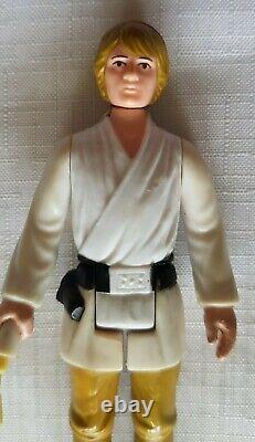 Vintage Star Wars Figure Luke Skywalker farmboy Brown Hair 1977. No Coo