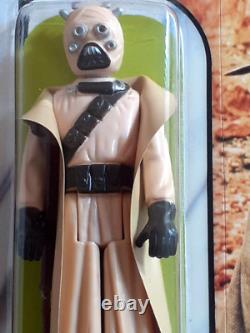 Vintage Star Wars Figure Sand People Tusken Raider Hollow Cheeks Recard 65 Back