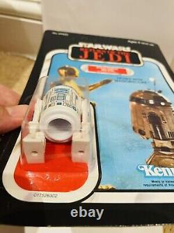 Vintage Star Wars ROTJ Artoo-Detoo R2-D2 Figure MOC 65 Back 1983 Kenner Clear