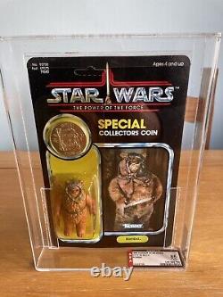Vintage Star Wars Romba Y85 AFA not UKG With Collector Coin Damaged Bubble