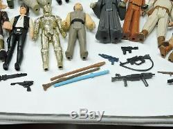 73 Vintage Kenner Star Wars Figure Lot Avec Darth Vader Étui De Transport, 17 Armes