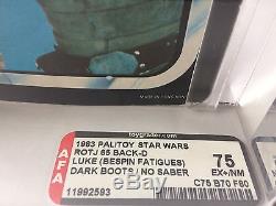 Bottes Vintage Star Wars Rotj Luke Bespin Foncé Pbp Afa 75 (75/70/80) Moc Rare