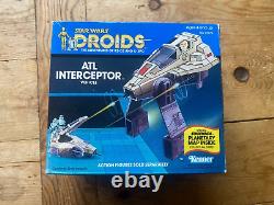 Cartes d'instructions, décalques et boîte de l'ATL Interceptor des droids Star Wars Vintage Kenner