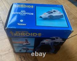 Cartes d'instructions, décalques et boîte de l'ATL Interceptor des droids Star Wars Vintage Kenner