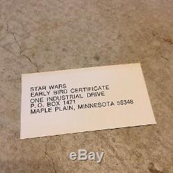 Certificat De Vitrine D'affichage De Kenner Early Star Vintage Star Wars 1977 Htf Vtg
