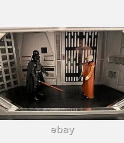 DIORAMA STAR WARS scène de bataille Vader + Obi-Wan Kenobi ! Éclairage LED, vintage