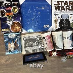 Énorme collection de bundle Star Wars vintage et moderne avec quelques pièces rares : jouets, livres, etc.