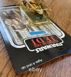 Figurine vintage Star Wars Kenner ROTJ Logray Ewok MOC 77 dos Non perforé