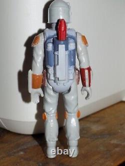 Figurine vintage de Boba Fett de Star Wars, genou peint PBP Tri Logo, fléchette non peinte