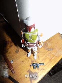 Figurine vintage de Boba Fett de Star Wars, genou peint PBP Tri Logo, fléchette non peinte