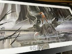 Impression d'art conceptuel X-Wing de Ralph McQuarrie ESB encadrée Star Wars vintage 1980