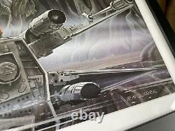 Impression d'art conceptuel X-Wing de Ralph McQuarrie ESB encadrée Star Wars vintage 1980