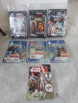Lot d'emploi de figurines Star Wars vintage, ensemble BNIB de 7 au total.