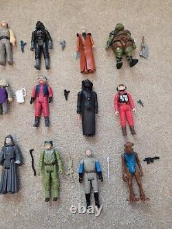Lot d'emplois de figurines Star Wars vintage - 18 figurines complètes avec accessoires authentiques