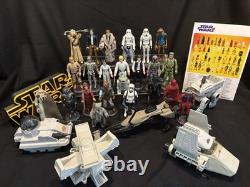 Lot de 23 figurines Star Wars vintage avec speeder bike complet et mini véhicules
