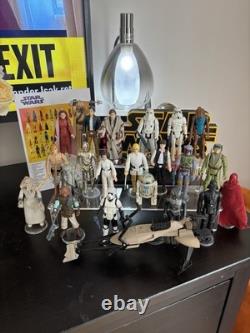 Lot de 23 figurines Star Wars vintage avec speeder bike complet et mini véhicules