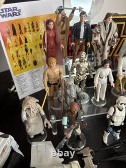 Lot de 23 figurines Star Wars vintage avec speeder bike complet et mini véhicules