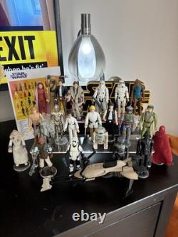 Lot de 23 figurines Star Wars vintage avec speeder bike complet et mini véhicules
