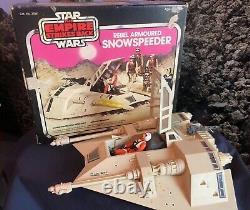 RARE PINK ALL ORIGINAL SNOW SPEEDER, BOÎTE INSTRUCTIONS + FIGURINE star wars vintage